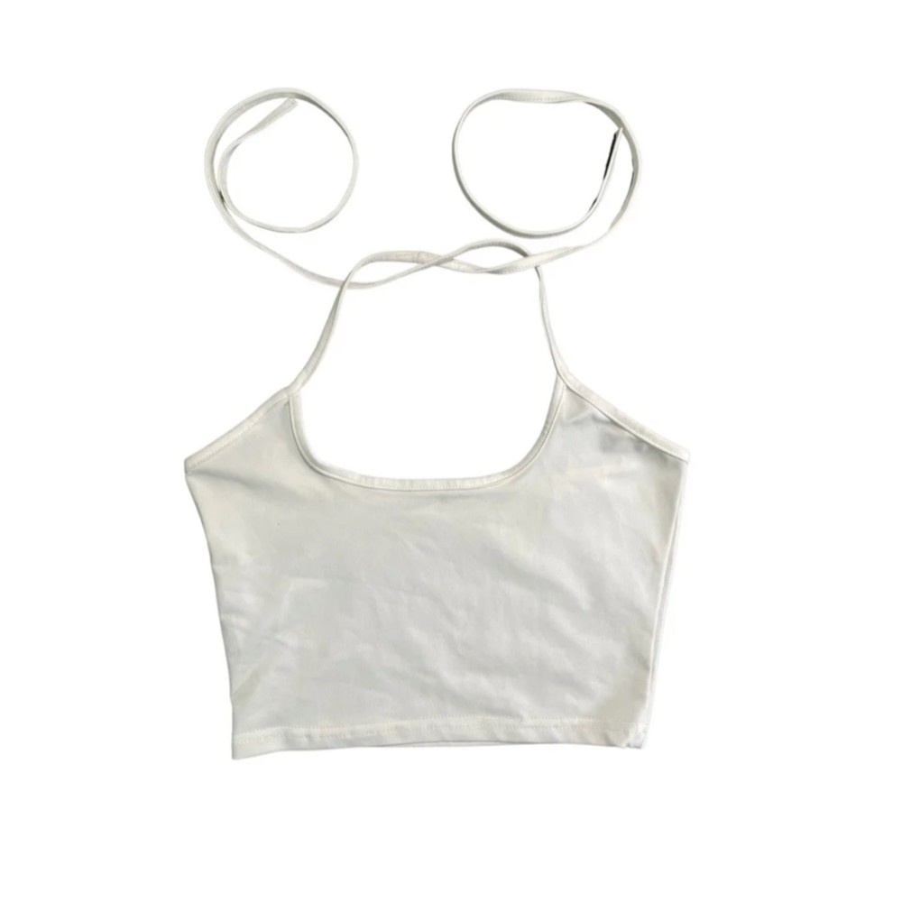 Womens Crop Top Size Xs White Self Tie Shirt Blushmark